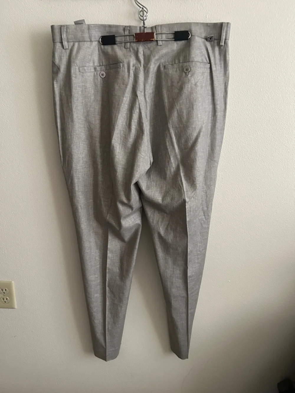 New No Tags Sharp Stacy Adam's Linen/Cotton Men's Light Gray Dress Pants 38/32